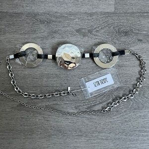 Black and Silver Metal Chain Belt NWT